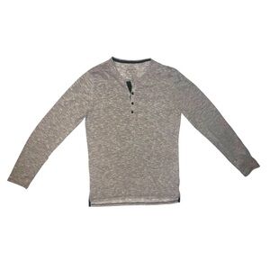 Brooklyn Calling Grey Heather Henley Long Sleeve Shirt Size Small